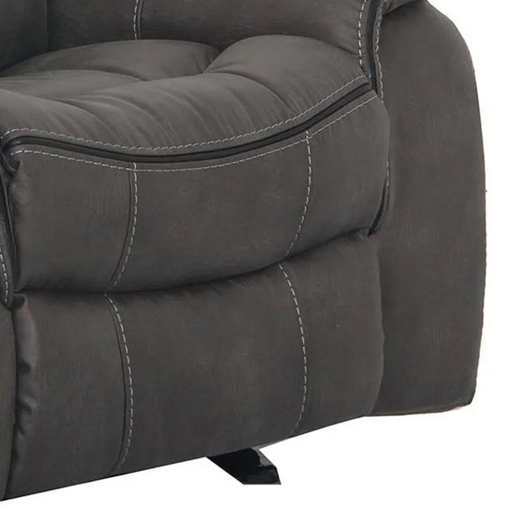 Heny Manual Glider Recliner Chair | Plush Dark Gray Pillow Top Arms BM340942