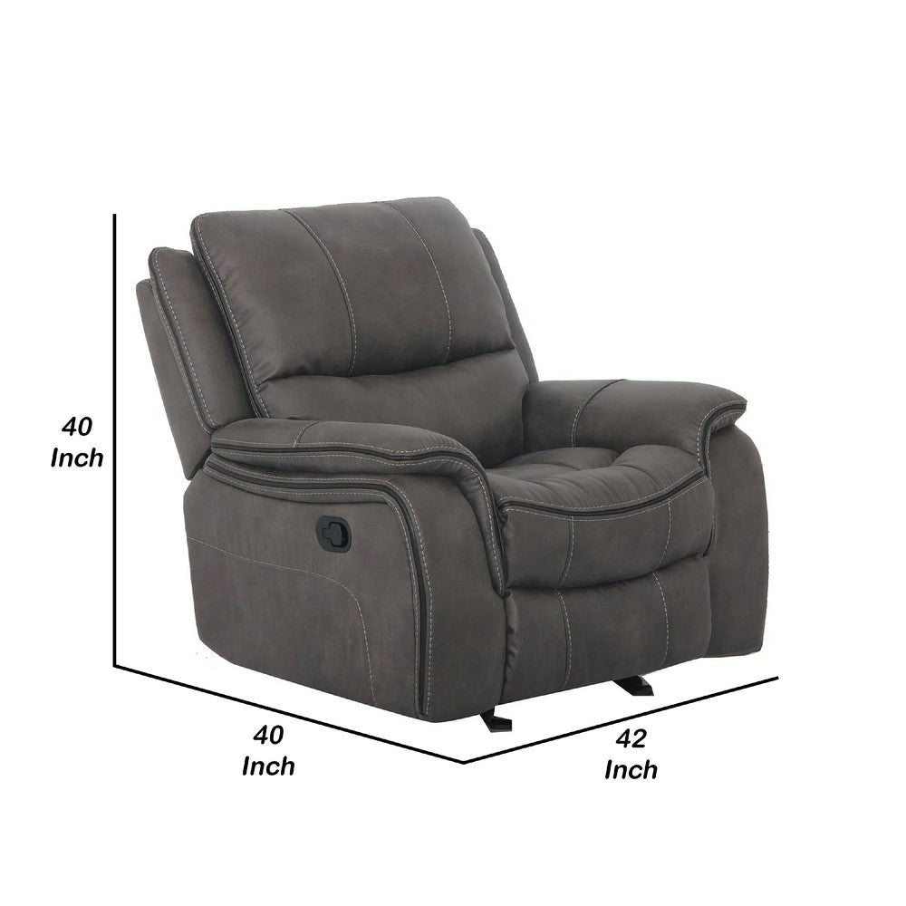 Heny Manual Glider Recliner Chair | Plush Dark Gray Pillow Top Arms BM340942
