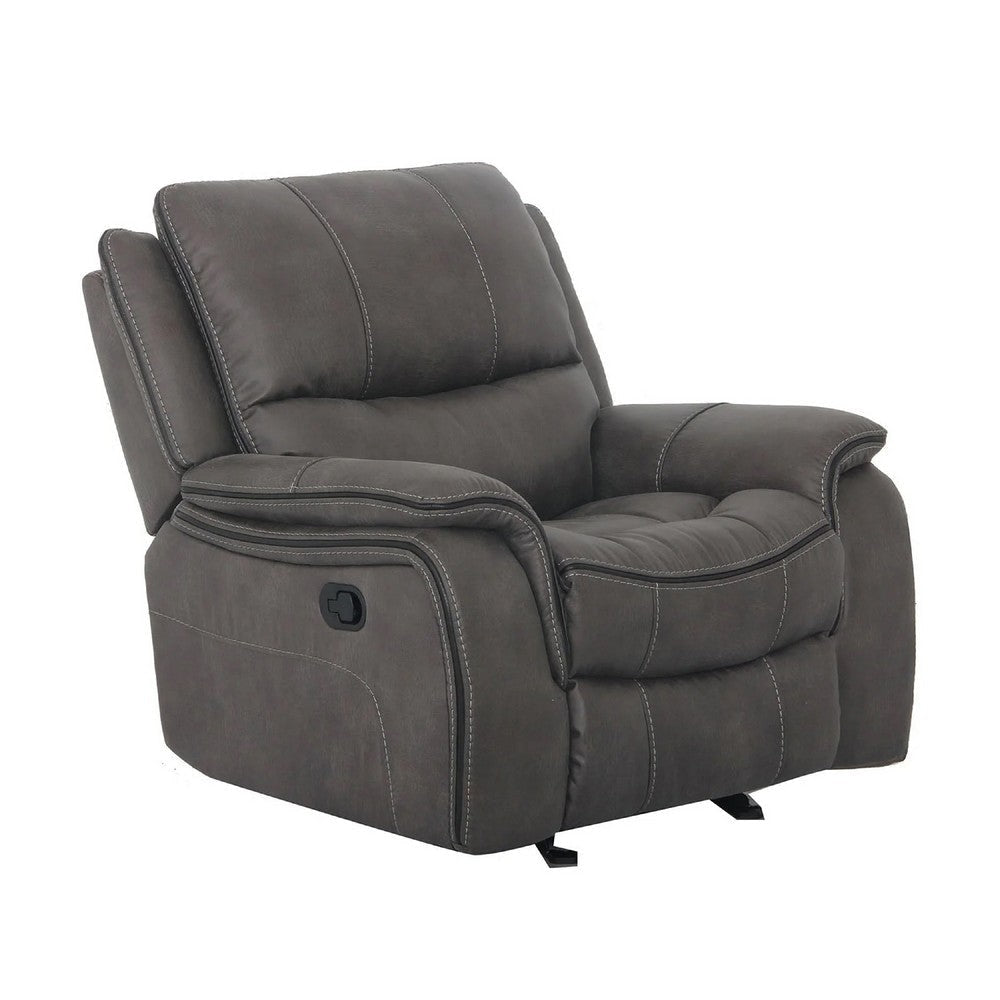 Heny Manual Glider Recliner Chair | Plush Dark Gray Pillow Top Arms