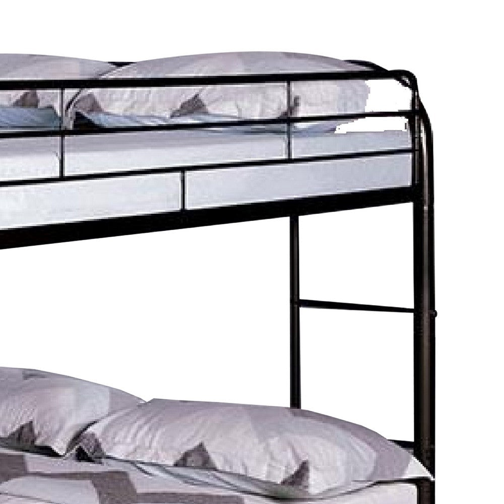 Raina Twin Over Twin Bunk Bed | Black Metal Frame | Attached Side Ladder BM340945