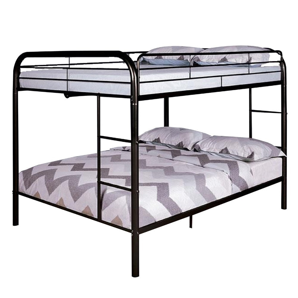 Raina Twin Over Twin Bunk Bed | Black Metal Frame | Attached Side Ladder