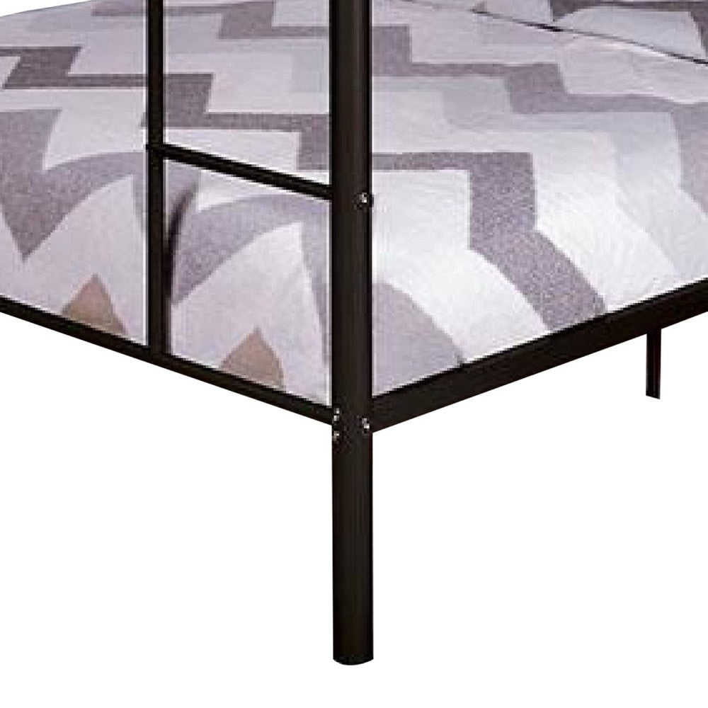 Raina Twin Over Twin Bunk Bed | Black Metal Frame | Attached Side Ladder BM340945