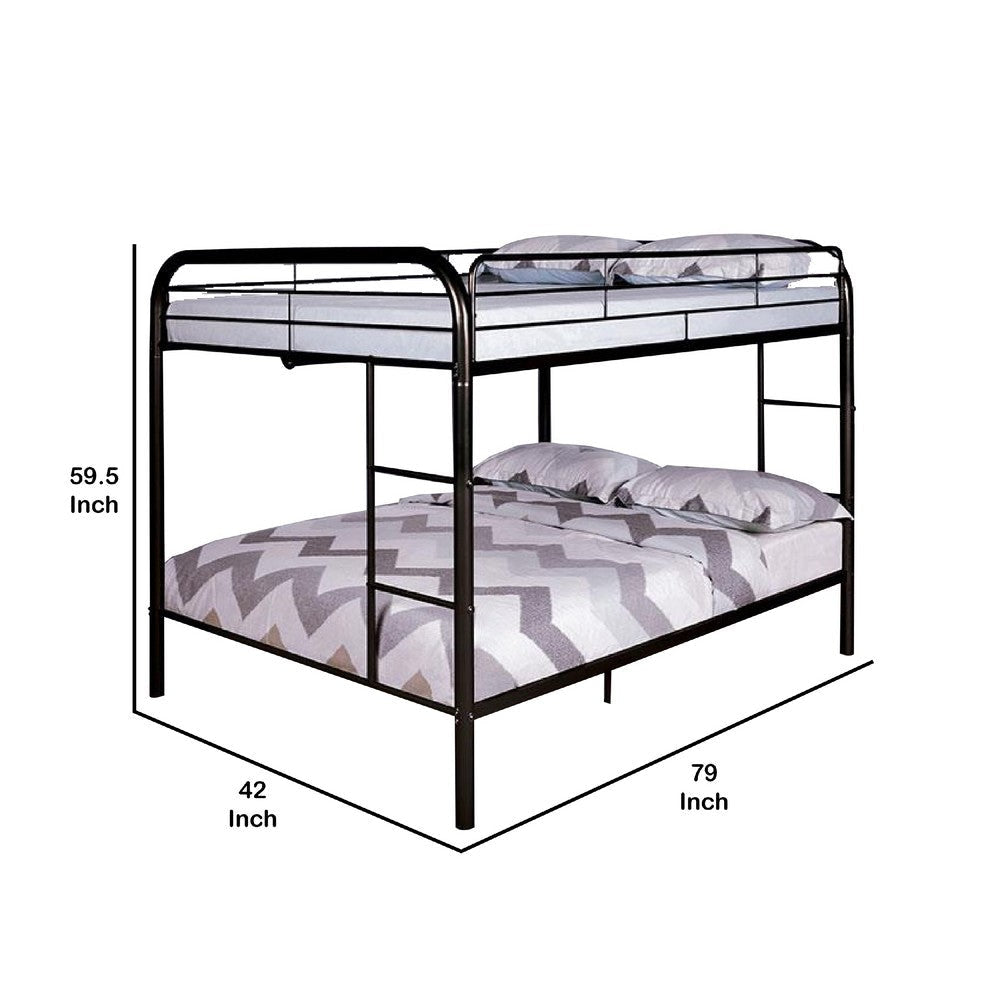 Raina Twin Over Twin Bunk Bed | Black Metal Frame | Attached Side Ladder BM340945