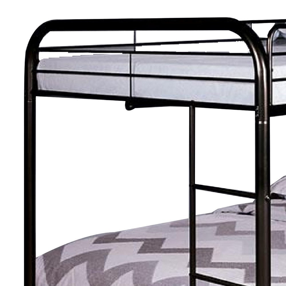 Raina Twin Over Twin Bunk Bed | Silver Metal Frame Attached Side Ladder BM340946