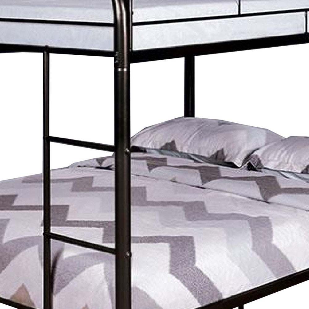 Raina Twin Over Twin Bunk Bed | Silver Metal Frame Attached Side Ladder BM340946