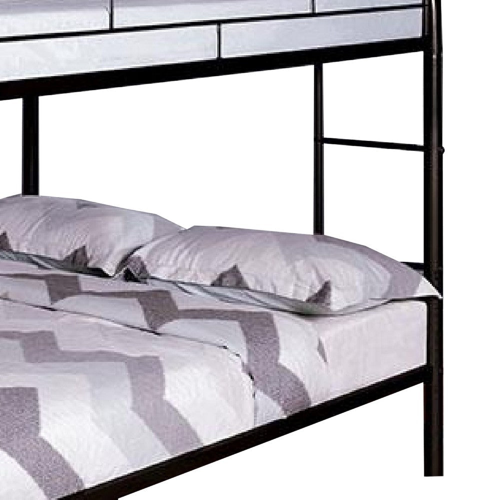 Raina Twin Over Twin Bunk Bed | Silver Metal Frame Attached Side Ladder BM340946
