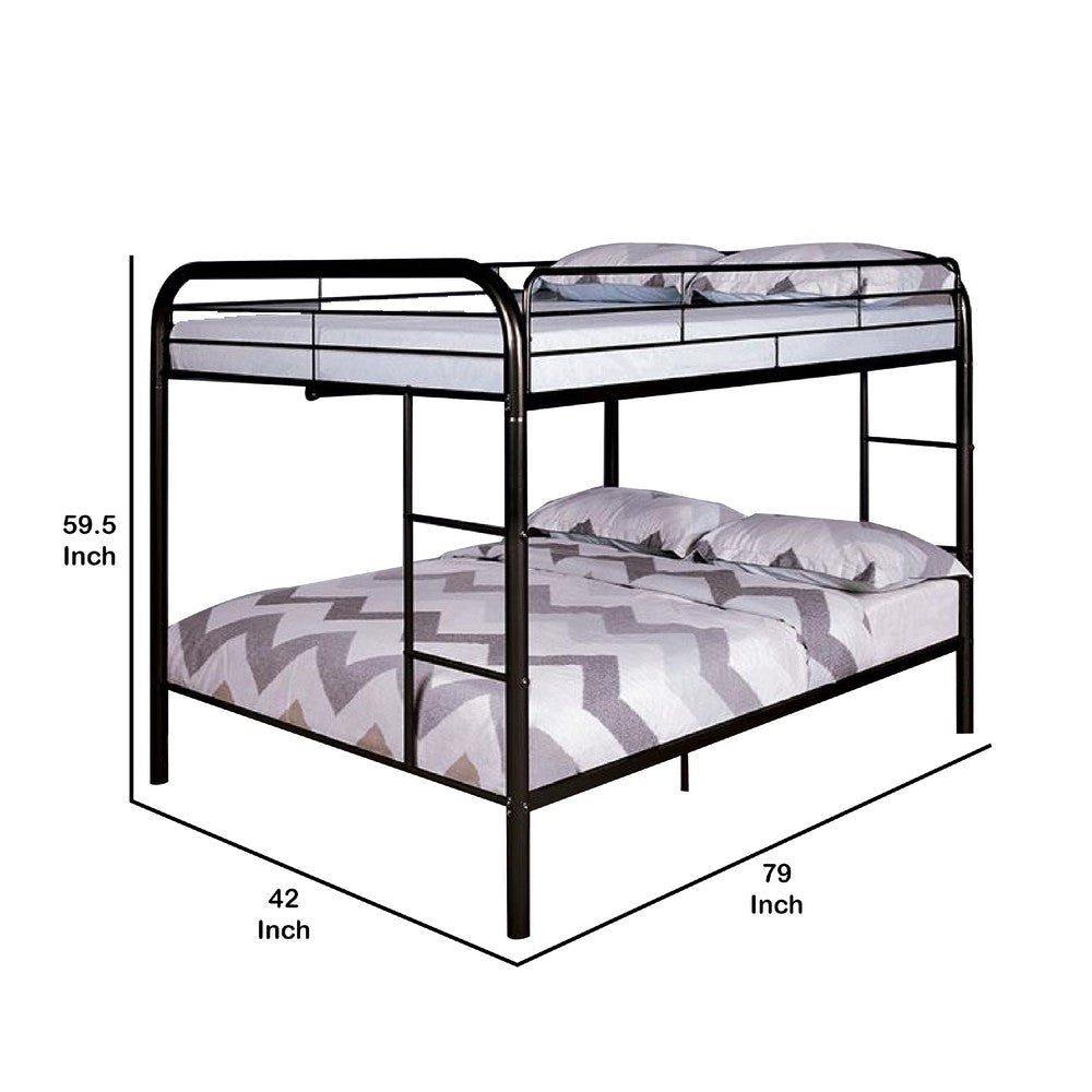Raina Twin Over Twin Bunk Bed | Silver Metal Frame Attached Side Ladder BM340946