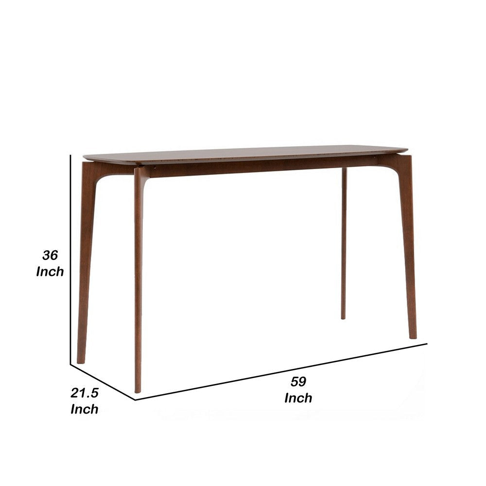 Ebik Counter Height Table | 59’’ Walnut Brown Solid Wood Top & Legs BM340948