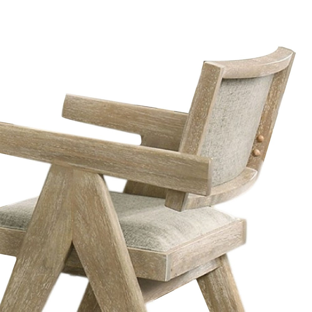 Gexy Dining Side Chair Set of 2 | Brown Oak Veneer | Gray Polyester Seat