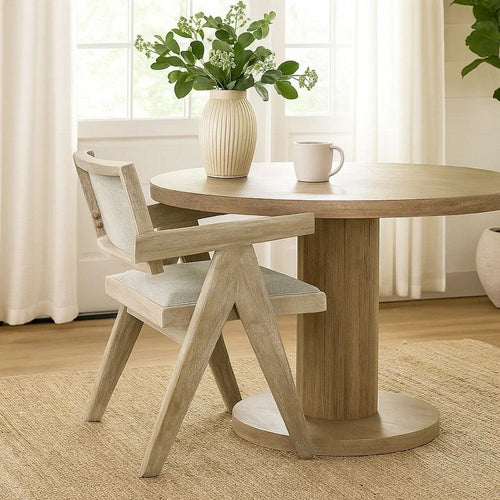 Gexy Dining Side Chair Set of 2 | Brown Oak Veneer | Gray Polyester Seat