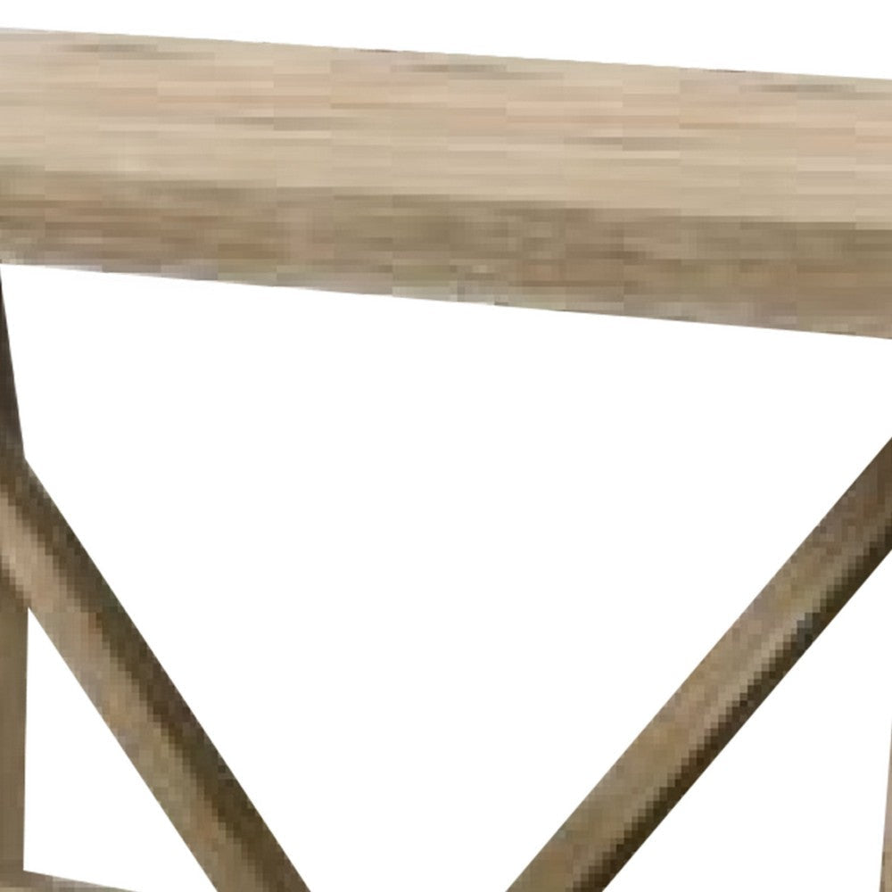 Gexy Dining Table | 84’’ | Brown Oak Veneer | Trestle Angled Base BM340951