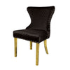 Anova Dining Side Chair Set of 2 | Diamond Pattern Black Seat | Gold Leg