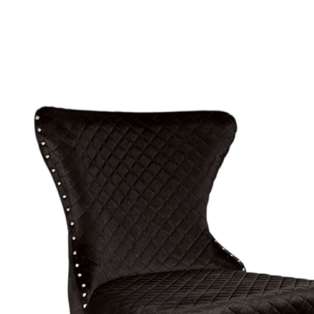 Anova Dining Side Chair Set of 2 | Diamond Pattern Black Seat | Gold Leg