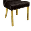 Anova Dining Side Chair Set of 2 | Diamond Pattern Black Seat | Gold Leg
