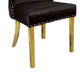 Anova Dining Side Chair Set of 2 | Diamond Pattern Black Seat | Gold Leg