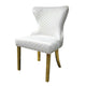 Anova Dining Side Chair Set of 2 | Diamond Pattern White Seat | Gold Leg