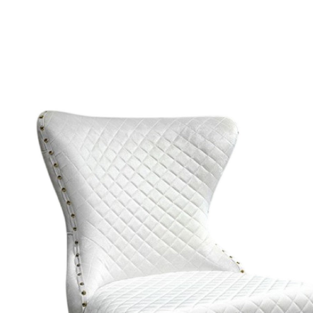 Anova Dining Side Chair Set of 2 | Diamond Pattern White Seat | Gold Leg