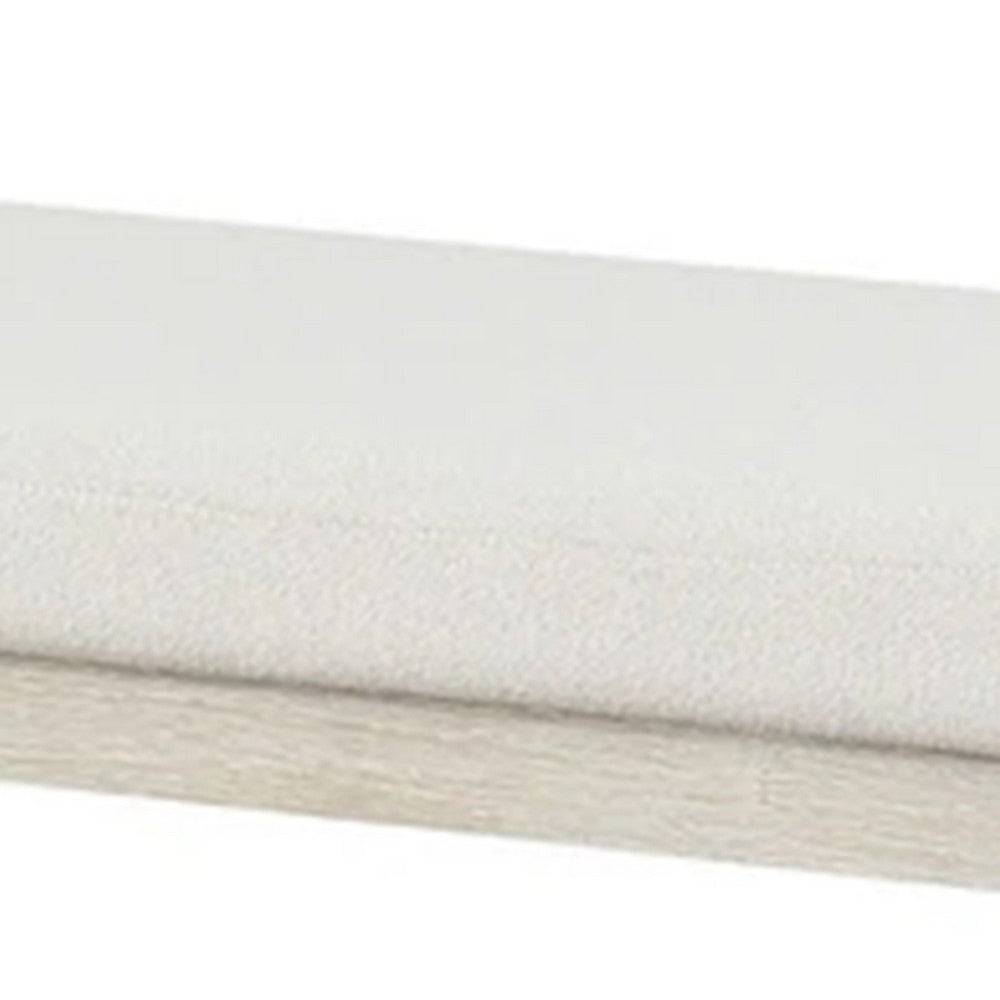 Hagy Dining Bench | 59" | Panel Rubberwood Base | White Fabric Padded Seat