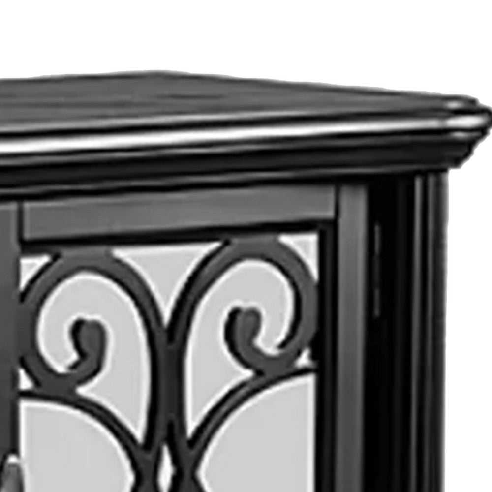 Hixe Dining Sideboard Server | 60" | 1 Drawer w 2 Cabinets & Open Wine Rack | Black