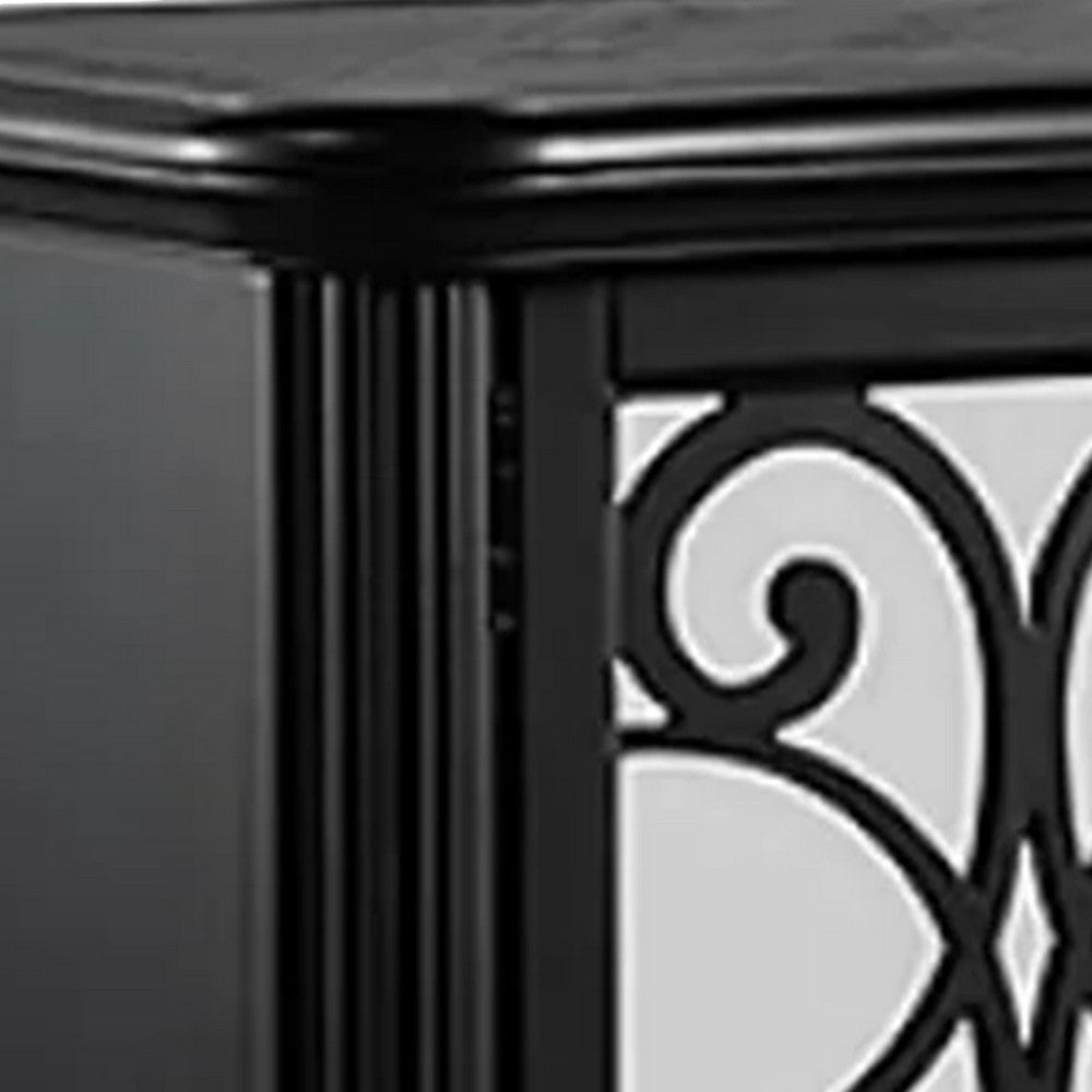 Hixe Dining Sideboard Server | 60" | 1 Drawer w 2 Cabinets & Open Wine Rack | Black