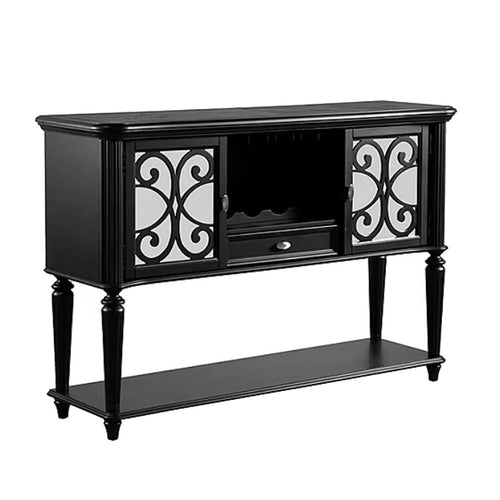 Hixe Dining Sideboard Server | 60" | 1 Drawer w 2 Cabinets & Open Wine Rack | Black
