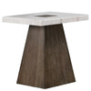 Asten Side End Table | 22" | Square White Marble Top | Walnut Brown