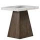 Asten Side End Table | 22" | Square White Marble Top | Walnut Brown