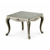 Miz Side End Table | 28" | Carved Cabriole Legs | Champagne Silver
