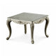 Miz Side End Table | 28" | Carved Cabriole Legs | Champagne Silver