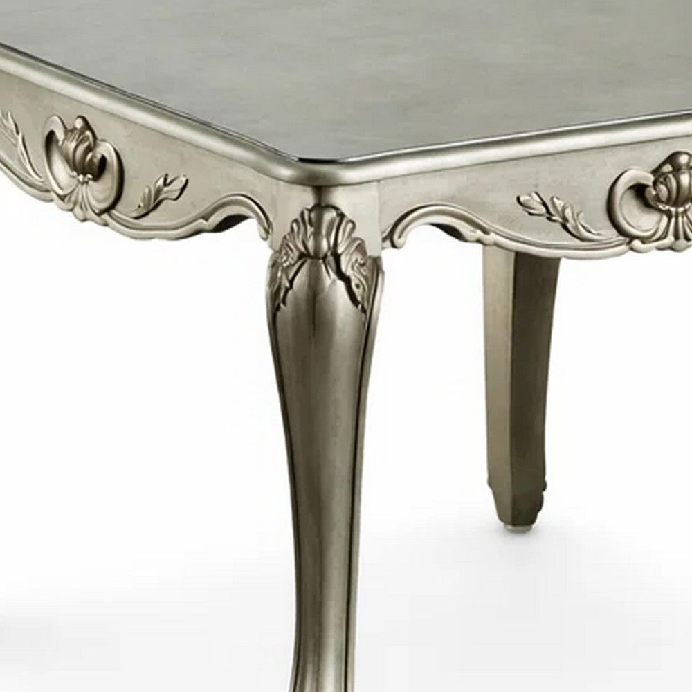 Miz Side End Table | 28" | Carved Cabriole Legs | Champagne Silver