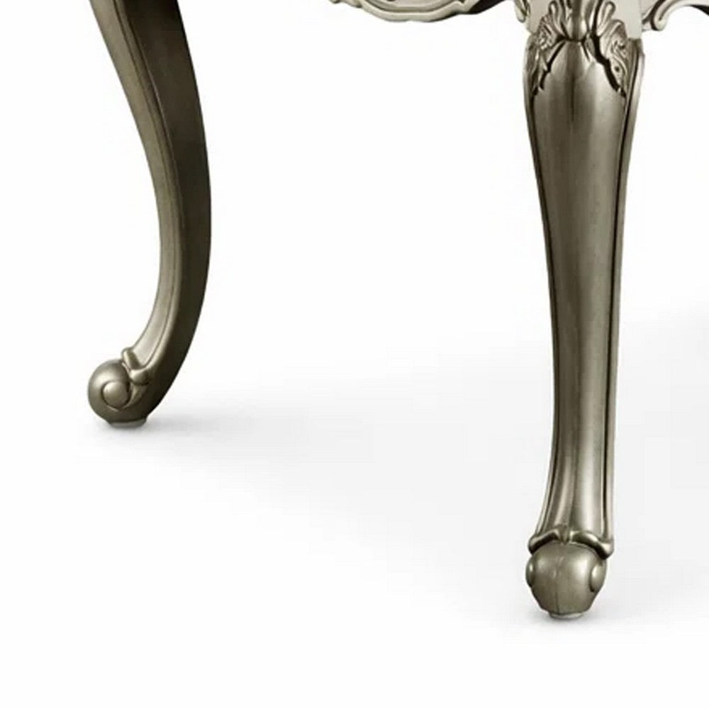 Miz Side End Table | 28" | Carved Cabriole Legs | Champagne Silver