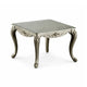 Miz Side End Table | 28" | Carved Cabriole Legs | Champagne Silver