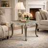 Miz Side End Table | 28" | Carved Cabriole Legs | Champagne Silver