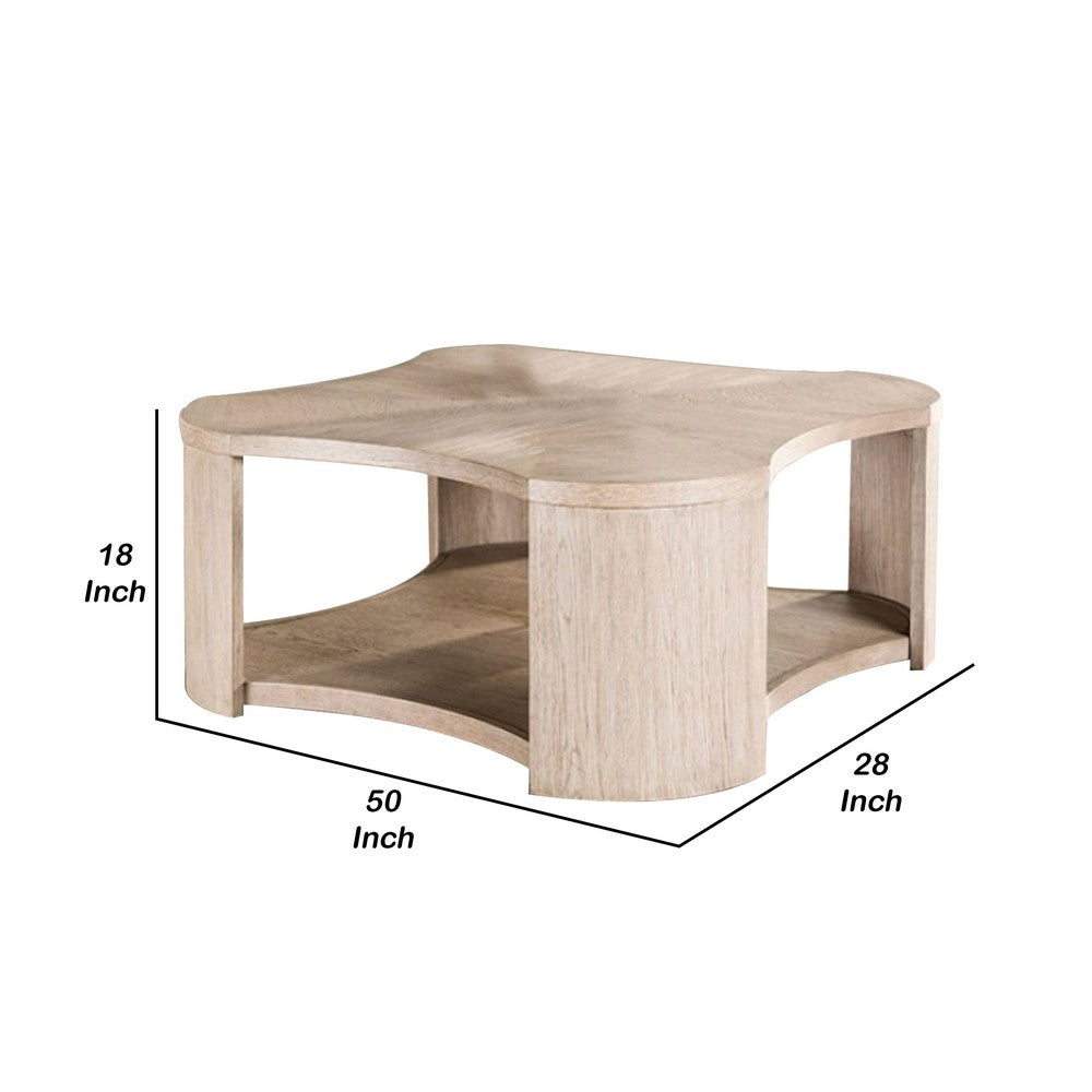 Cony Cocktail Table | Open Lower Shelf | 50" Oval Oak Brown Wood Top