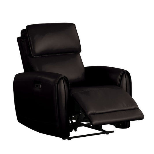 Sily Power Recliner Chair | Flange Trim | Foam Black Faux Leather Seat