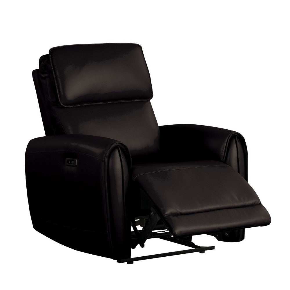 Sily Power Recliner Chair | Flange Trim | Foam Black Faux Leather Seat