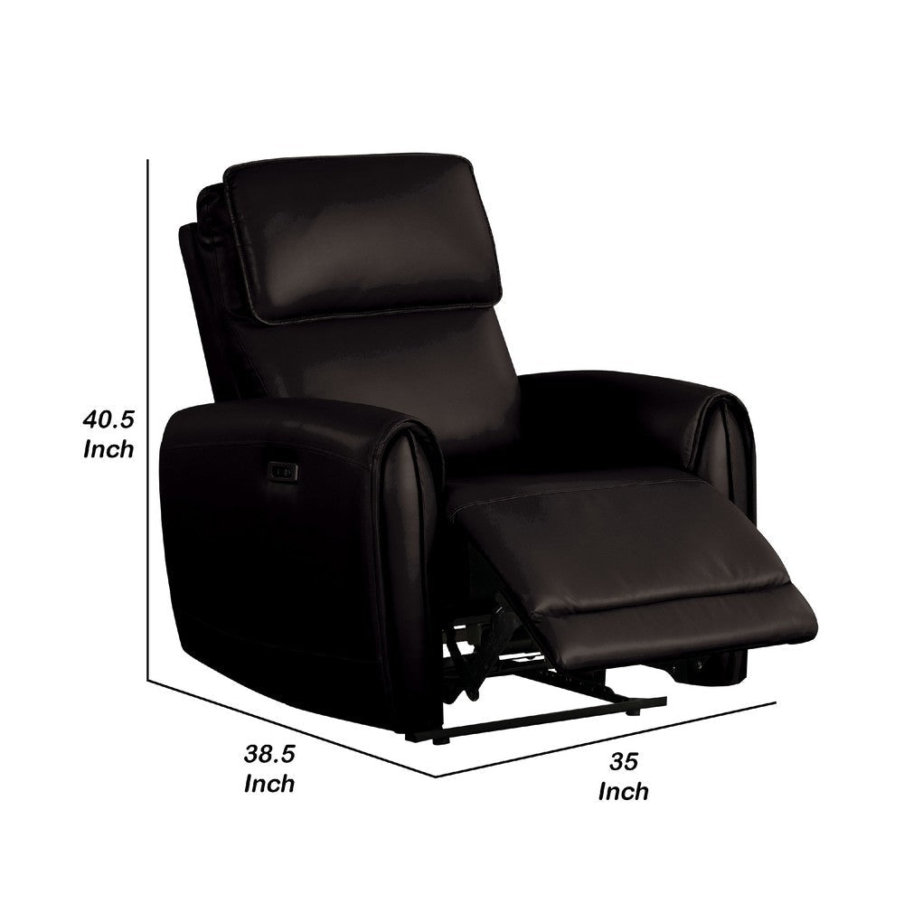 Sily Power Recliner Chair | Flange Trim | Foam Black Faux Leather Seat BM340960