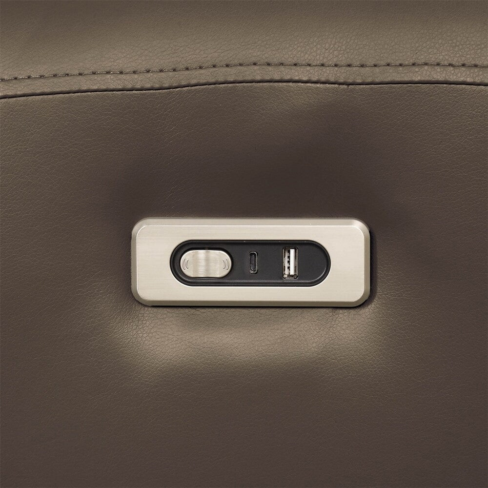 Sily Power Recliner Chair | Flange Trim | Foam Gray Faux Leather Seat BM340961