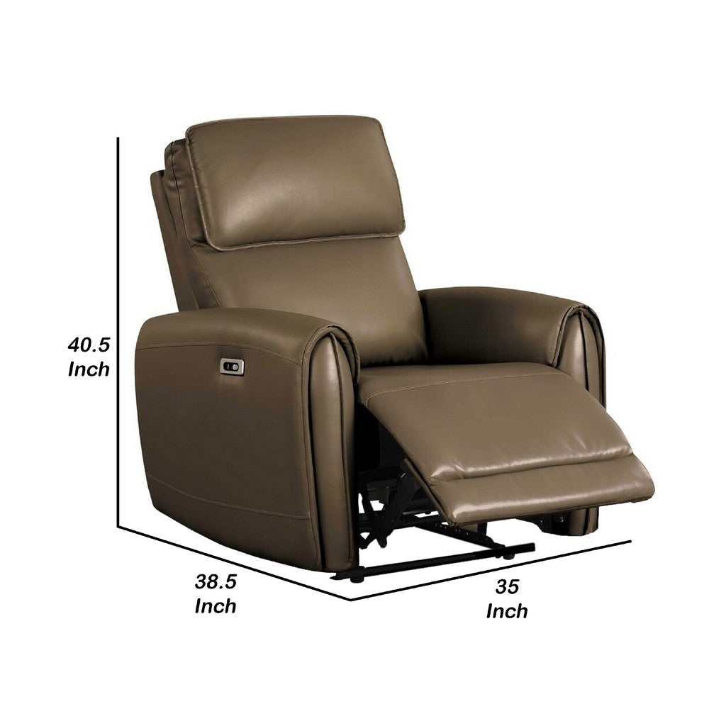 Sily Power Recliner Chair | Flange Trim | Foam Gray Faux Leather Seat BM340961