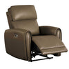 Sily Power Recliner Chair | Flange Trim | Foam Gray Faux Leather Seat