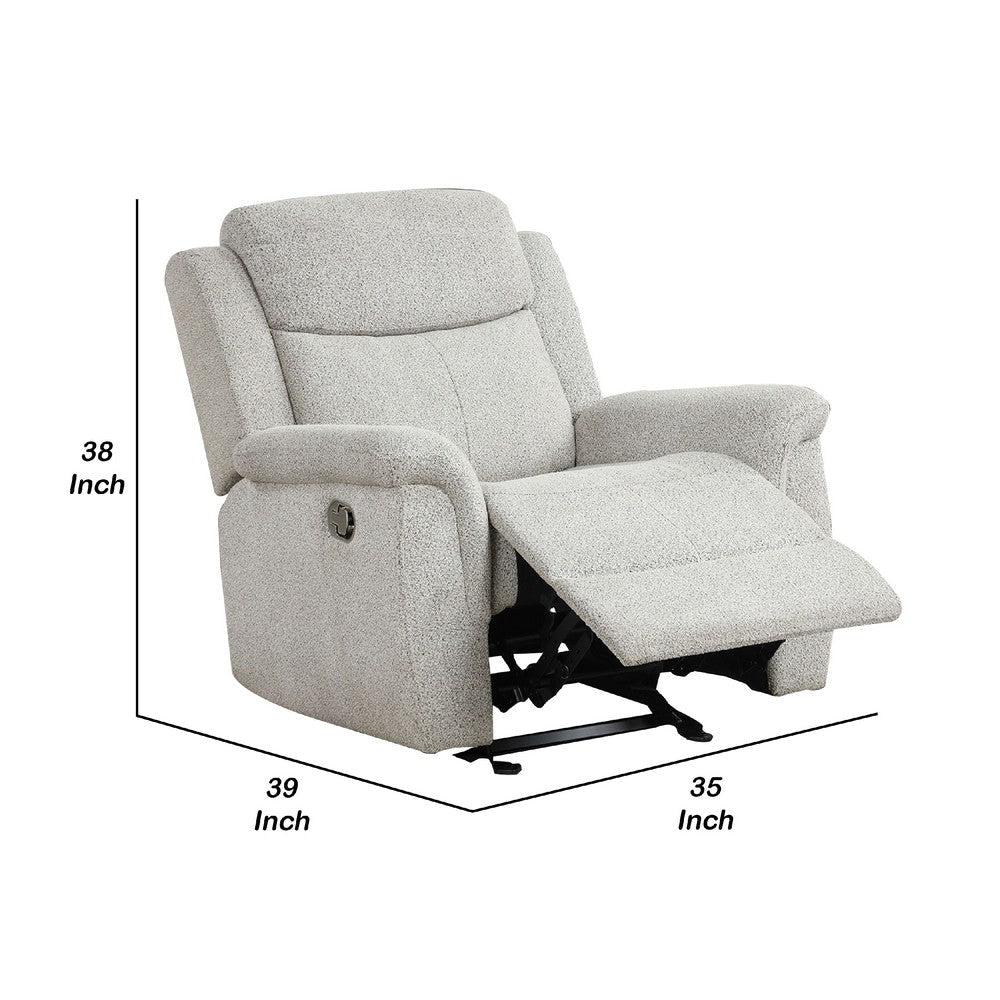 Becy Manual Glider Recliner Chair | Padded Track Arms | Light Gray BM340962