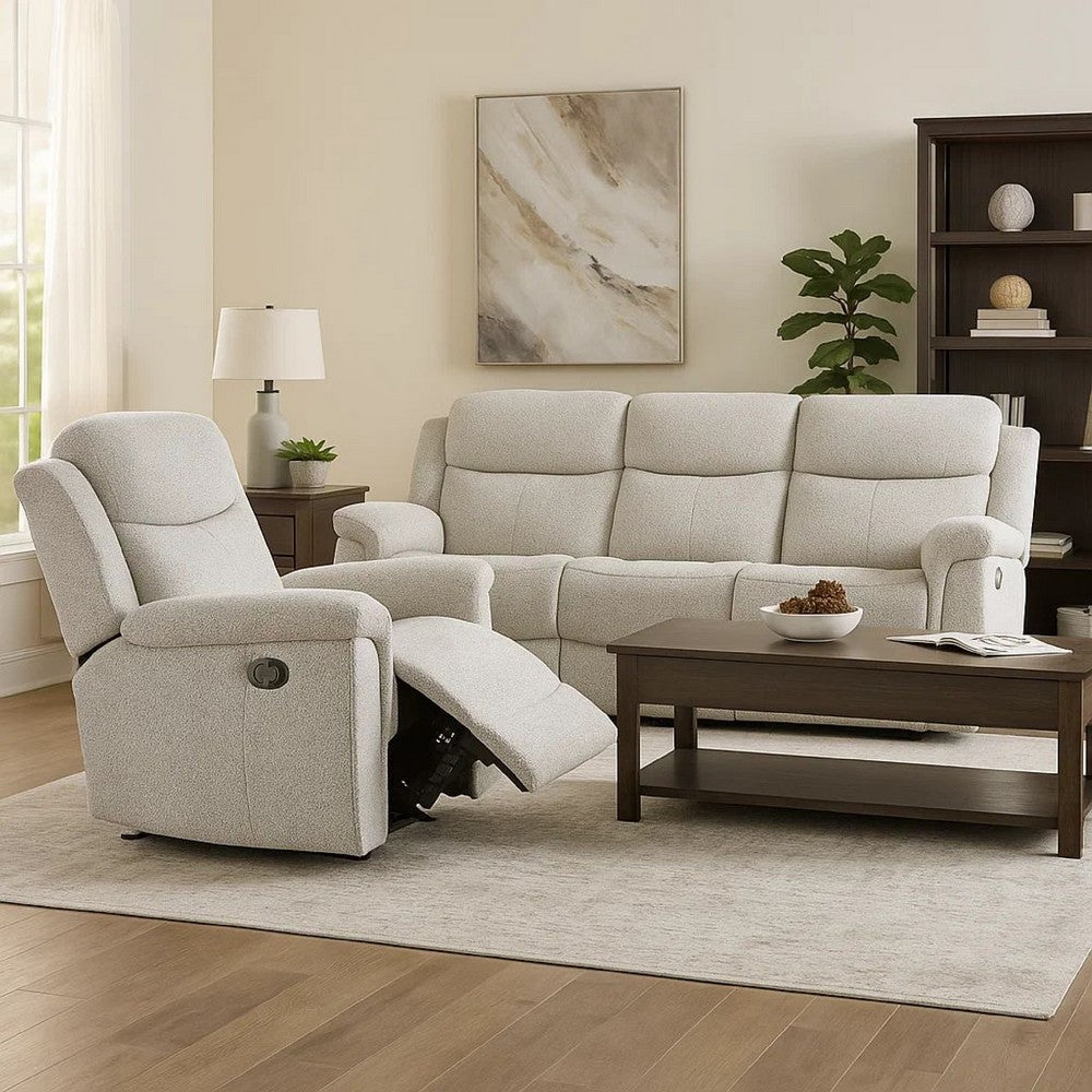 Becy Manual Glider Recliner Chair | Padded Track Arms | Light Gray