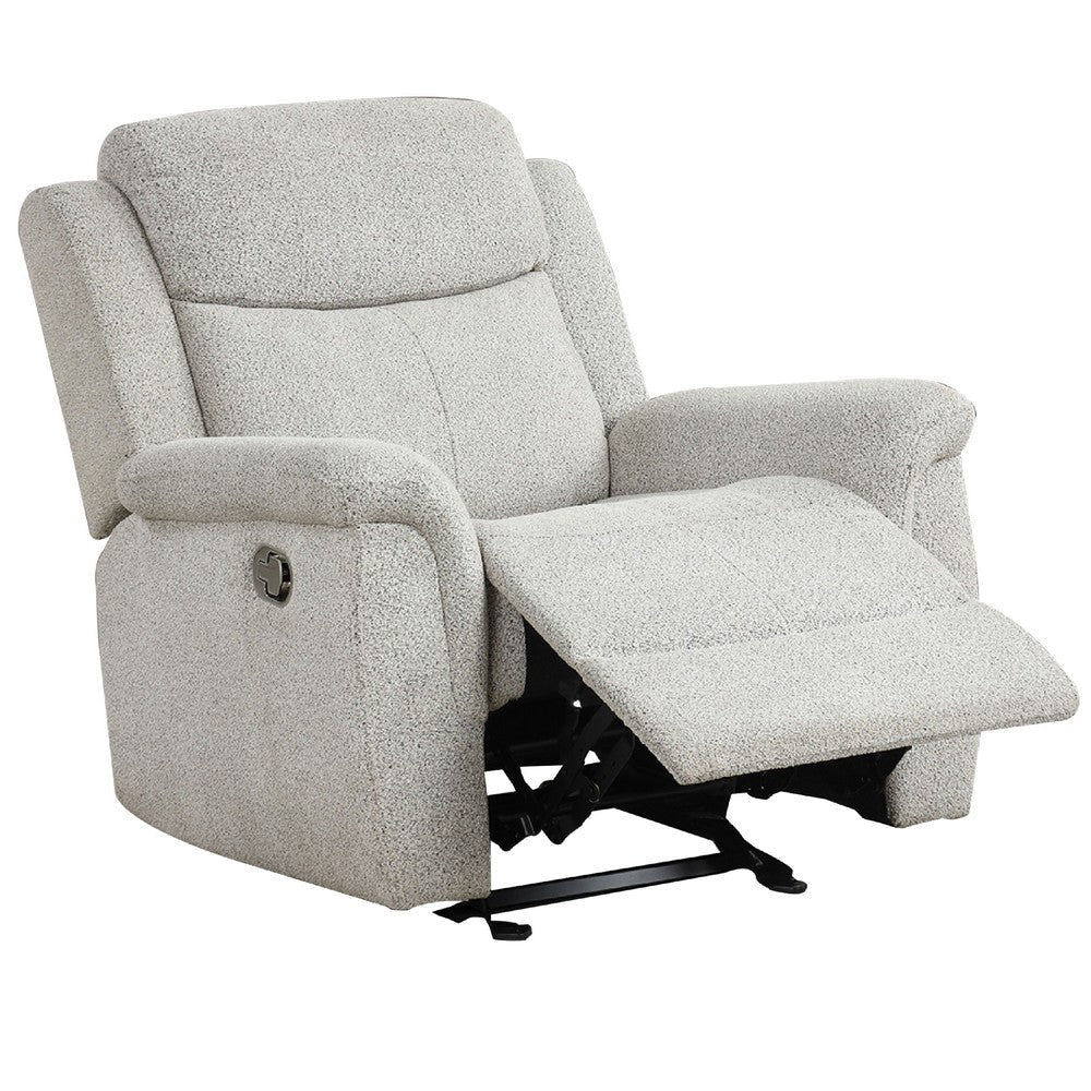 Becy Manual Glider Recliner Chair | Padded Track Arms | Light Gray