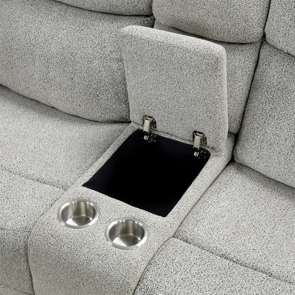 Becy Manual Reclining Loveseat w Console | 2 Cup Holders | Light Gray BM340963