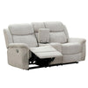 Becy Manual Reclining Loveseat w Console | 2 Cup Holders | Light Gray