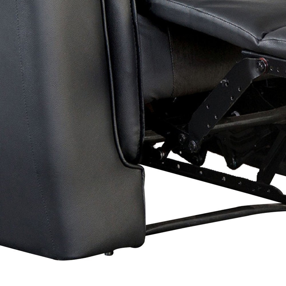Lenne Manual Recliner Chair | Flared Padded Arms | Black Leather Match BM340964