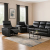 Lenne Manual Recliner Chair | Flared Padded Arms | Black Leather Match