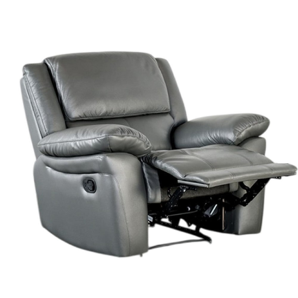 Larus Manual Recliner Chair | Pillow Top Arms | Dark Gray Leather Match BM340965