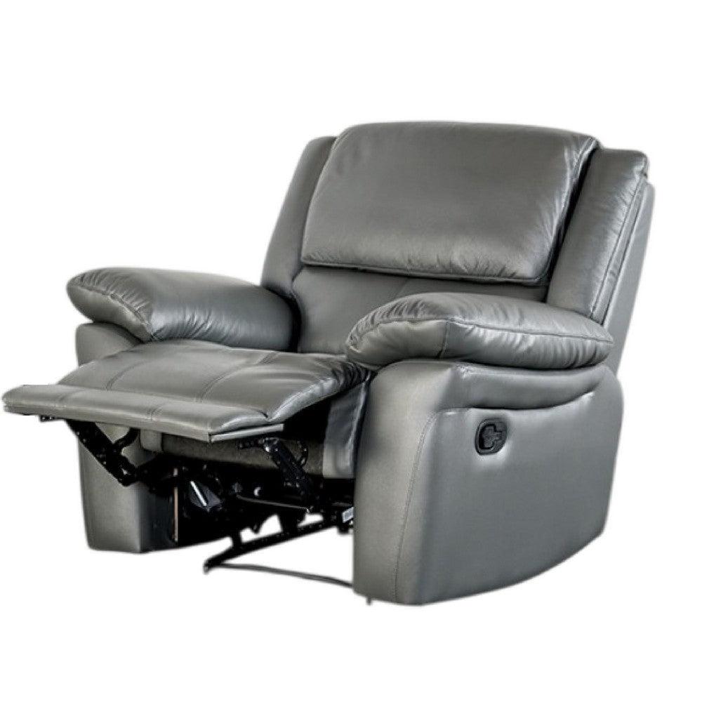 Larus Manual Recliner Chair | Pillow Top Arms | Dark Gray Leather Match BM340965