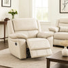 Larus Manual Recliner Chair | Pillow Top Arms | Off White Leather Match